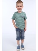 Boys\' striped T-shirt, green NDZ4474 - Online store - Boutique